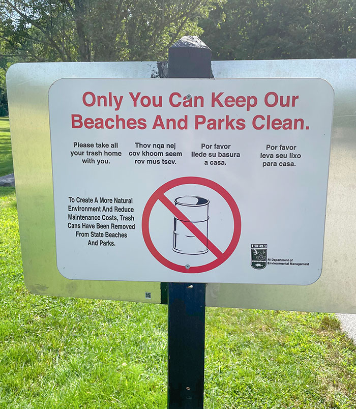 Rhode Island Is Removing Trash Cans From Public Parks And Beaches To Save Money. No Way This Could Go Wrong