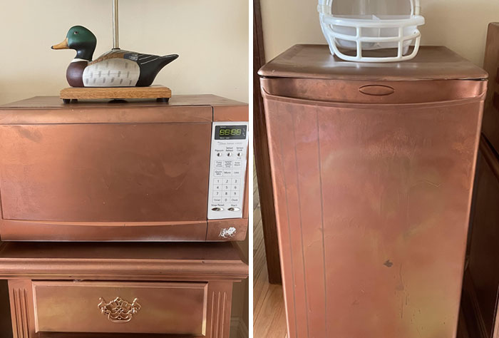 Mom Spray-Painted A Perfectly Good Microwave And A Fridge To Match
