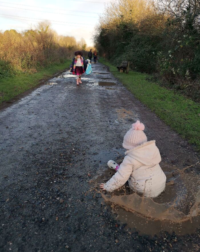 Take A Picture, She Said. "Ok, Just Make Sure She Doesn't Fall Flat On Her Face In A Puddle". 2 Seconds Later