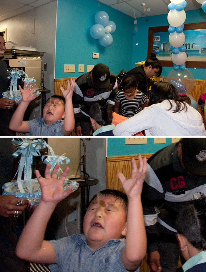 I Caught A Moment Of This Kid Getting Hit In The Face By A Coin During A Baptism Party A Few Years Ago