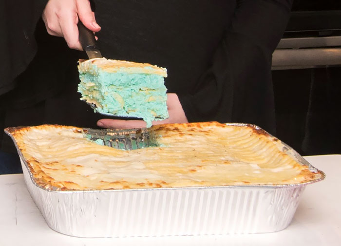 According To This Gender-Reveal Lasagna, The Baby's Gone Bad