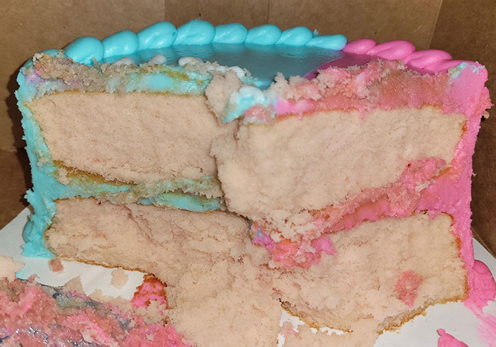 Gender Reveal Gone Wrong. We Ordered A Strawberry Cake, Just Like We Did For My First Daughter's Reveal. This One Was White