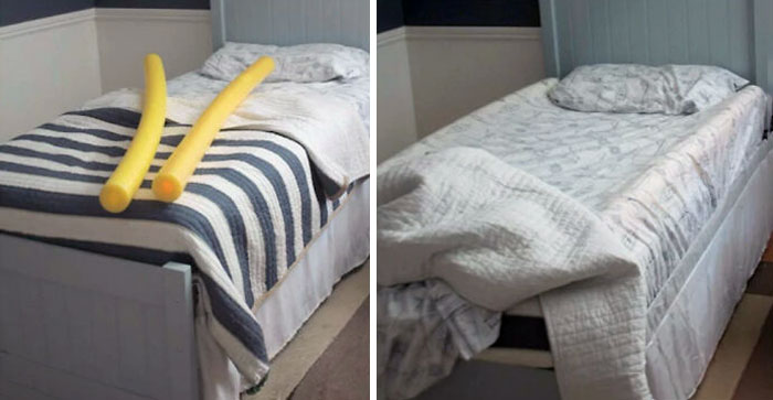Keep Your Toddler From Rolling Out Of Bed With Pool Noodles