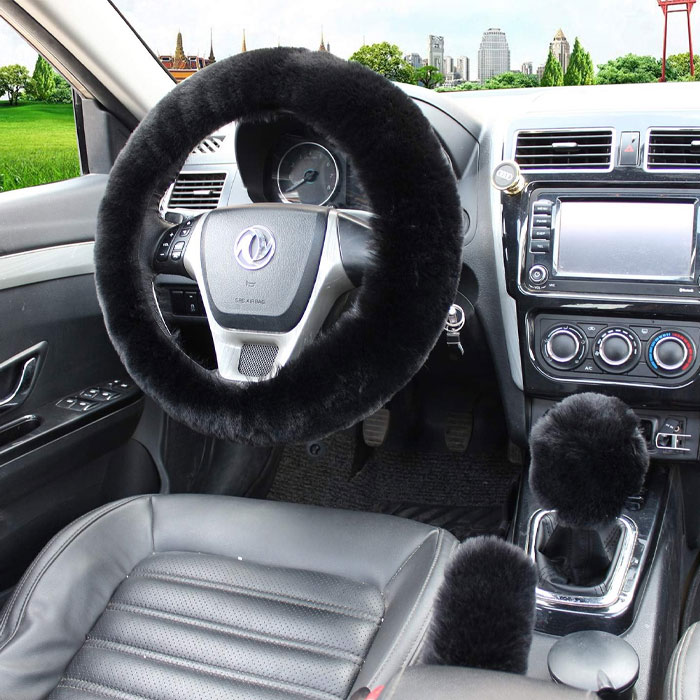 Cuddle Up To A Faux Wool Steering Wheel Cover Set That Turns 'Brrr' Car Trips Into Fluffy, Warm Rides!