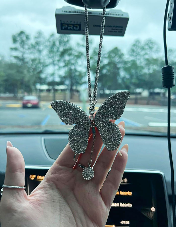 Bling Up Your Ride With This Sparkly Butterfly Rearview Mirror Charm