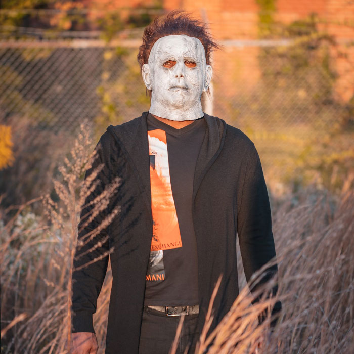 Person wearing Michael Myers mask