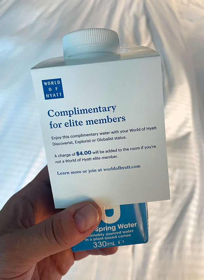 You Only Get Free Water At My Hotel If You Are "Elite"