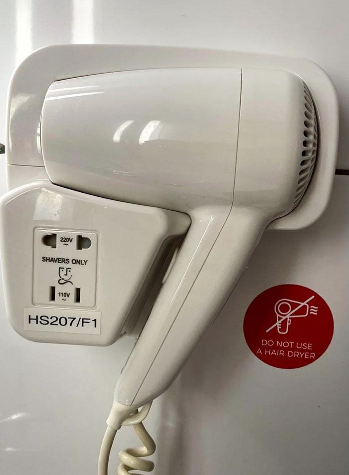 This Hotel Provides Hair Dryers But Tells Their Guests Not To Use Them