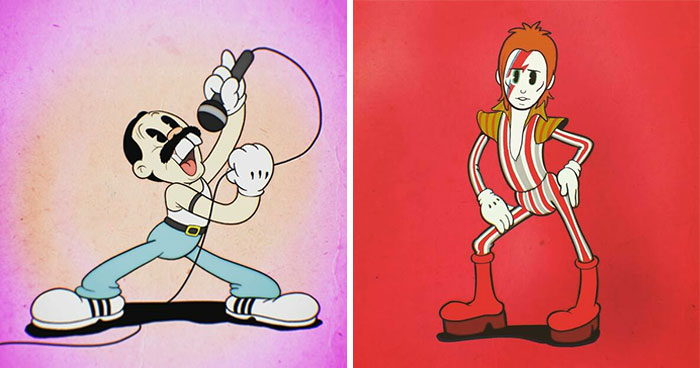 Artist Reimagines 20 Rock Legends As Cartoon Characters From The 1930s