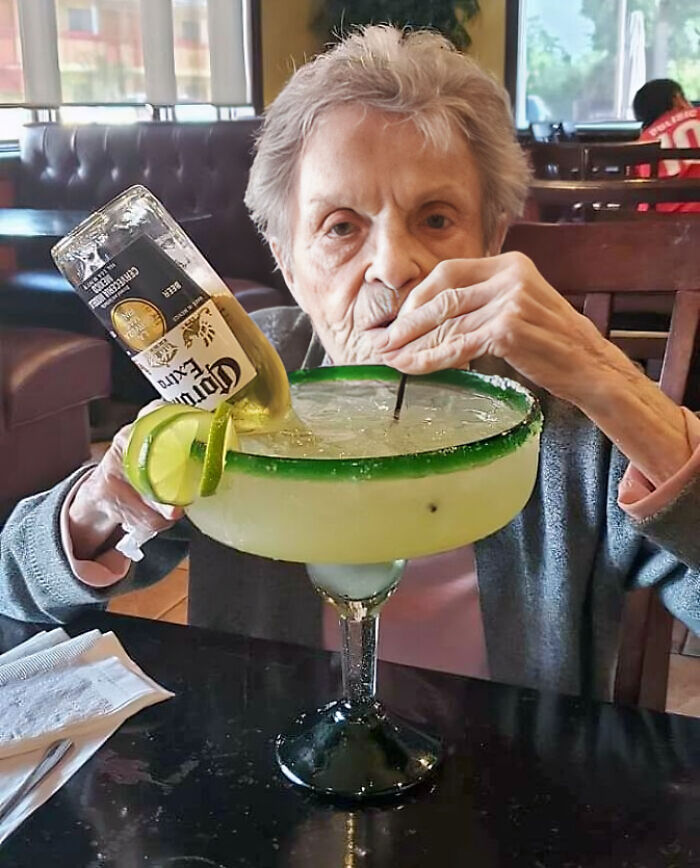 My Buddy's 90-Year-Old Grandma Is Living It Up With An Oversized Coronarita
