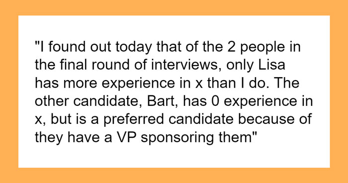 Person Reveals Interview Secrets To Applicant, Making Sure Candidate With Unfair Advantage Loses