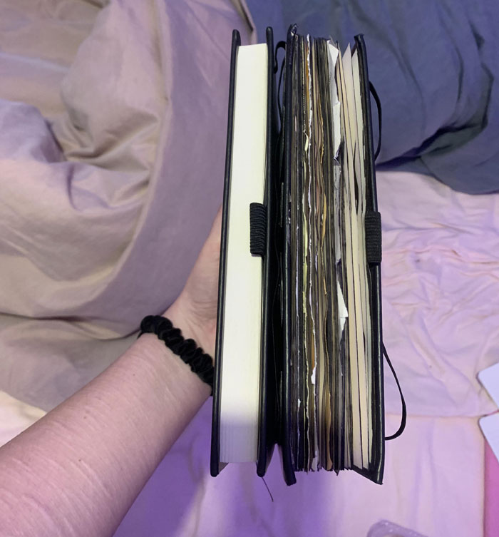 La diferencia entre un cuaderno de esbozos nuevo y uno lleno