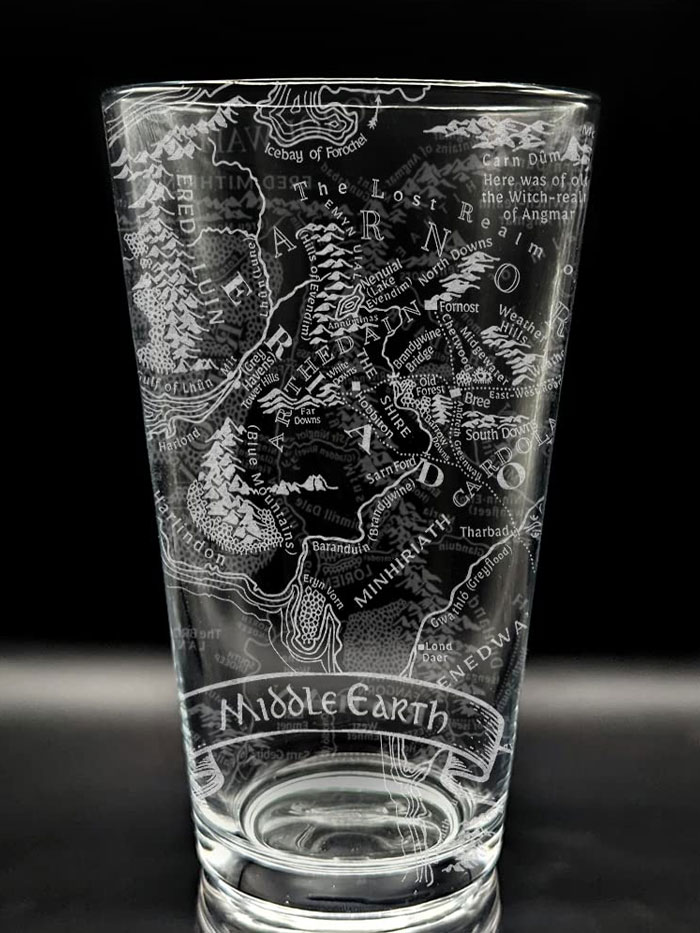 Sip Your Favorite Brew From This Middle Earth Engraved Pint Glass And Feel The Tolkien Magic Unfold