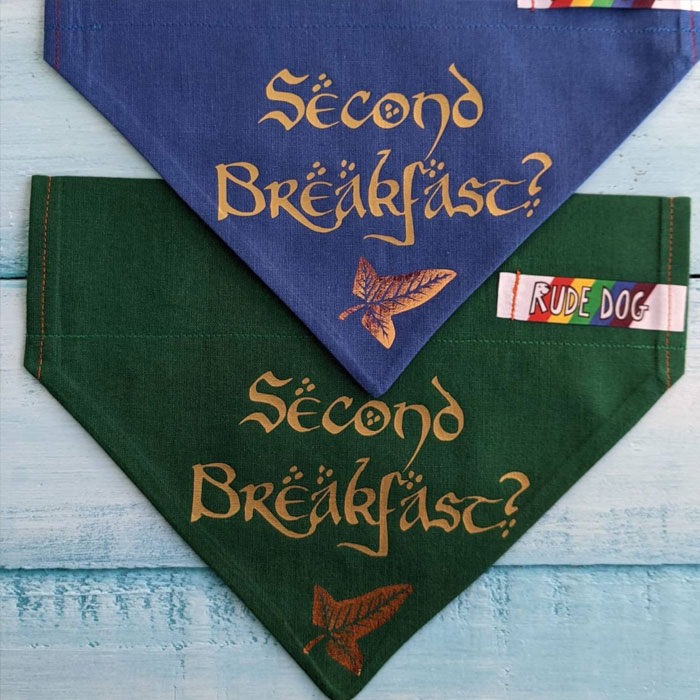  'Second Breakfast' Bandana - For Your Furry Hobbit's Quest For An Extra Meal In True LOTR Style!