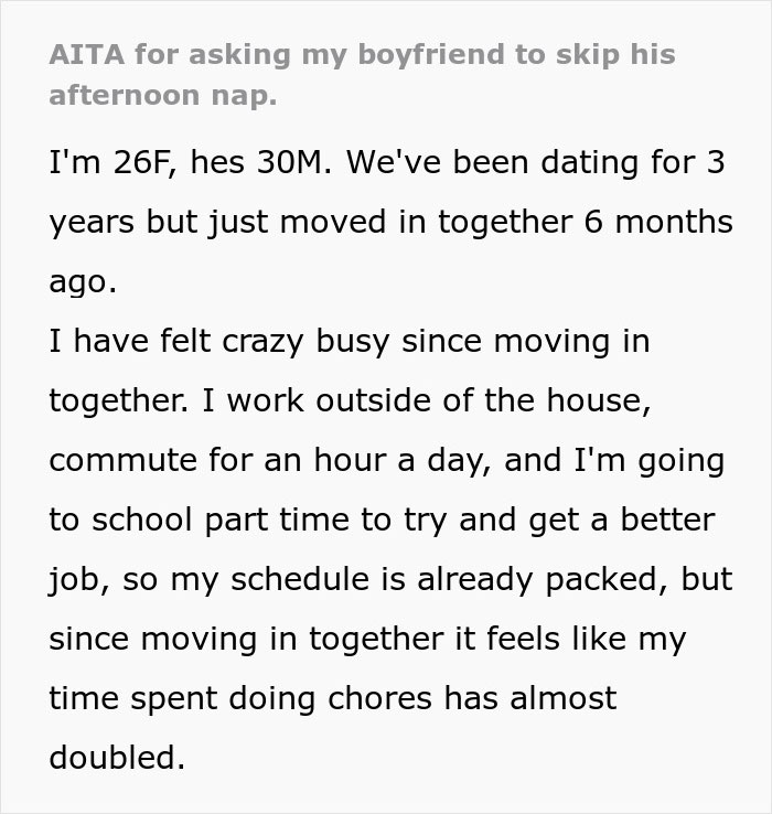 “Am I The Jerk For Asking My Boyfriend To Skip His Afternoon Nap?”