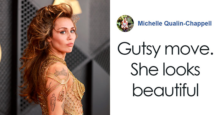 Miley Cyrus Arrives At 2024 Grammys In See-Through Dress Made Of Safety Pins, Wins First Grammy