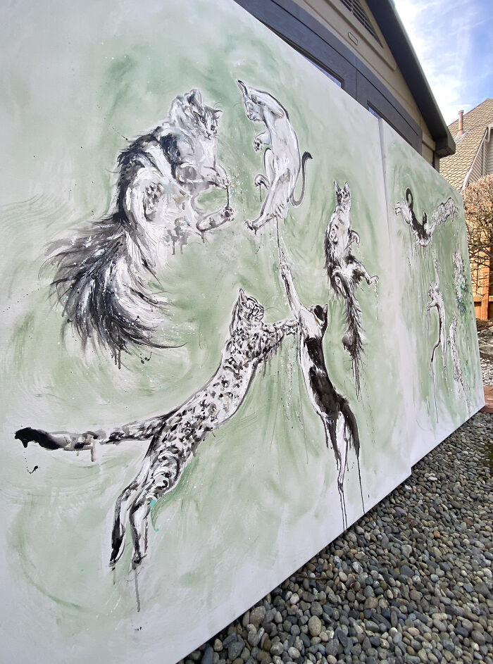 The Largest Cat Painting In The World By Artist Anita Yan Wong