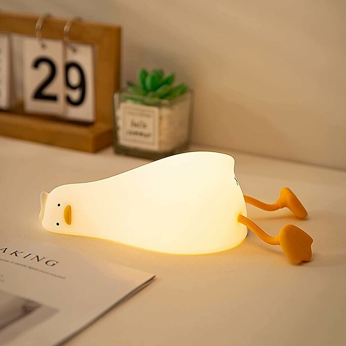 Illuminate Your Nights With The HAPPYBAG LED Lying Flat Duck Night Light: Add A Quirky Glow To Your Space!
