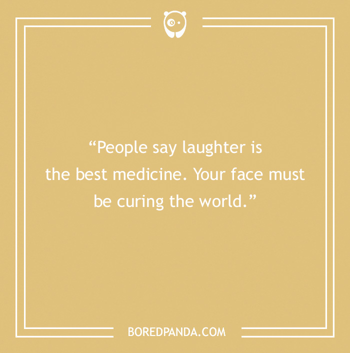 Sarcastic quote about laughter and medicine on a beige background.
