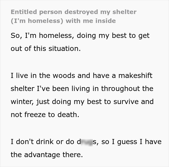 Entitled People Destroy Homeless Person’s Shelter, Gets Them Trapped For An Hour