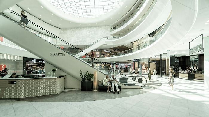 Picture of mall and person walking