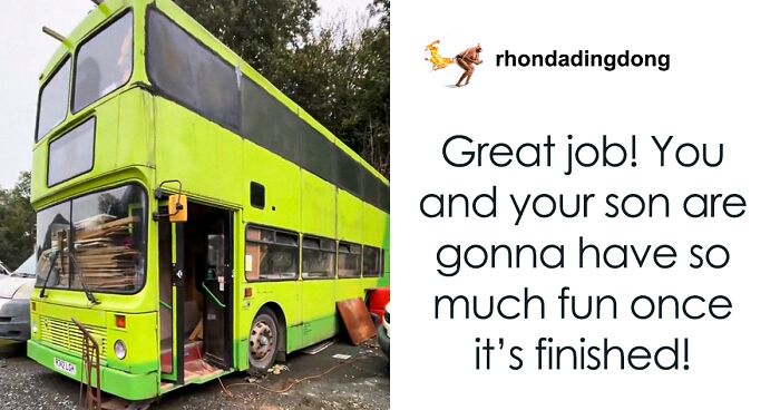 Single Mom Can’t Afford A House, So She Converts A Double-Decker Bus Into A Tiny Home