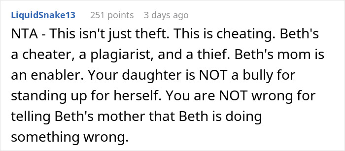 Mom Doesn’t Allow Daughter’s Homework Thief To Go Unpunished, Shuts Her Mom Down In The Office