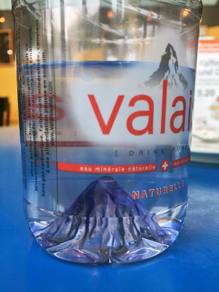 This Swiss Water Bottle Has The Shape Of A Mountain Inside The Bottle