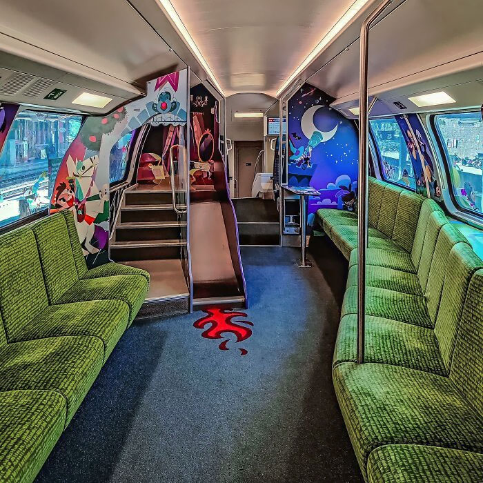 The Family Coach On A Swiss Train, They Are Equipped With A Small Play Area (A Slide On This One)