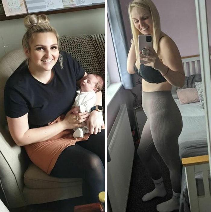 Be Dedicated And Consistent. A Couple Of Weeks Post-Partum vs. 19-Weeks Pregnant With Baby No.2, 2 Years Difference Between These 2 Photos. 45 Lbs Weight Loss