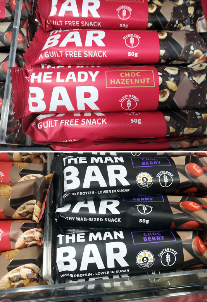 I Was At The Pharmacy, And I Found These Snack Bars. I Love Pointlessly Gendered Products