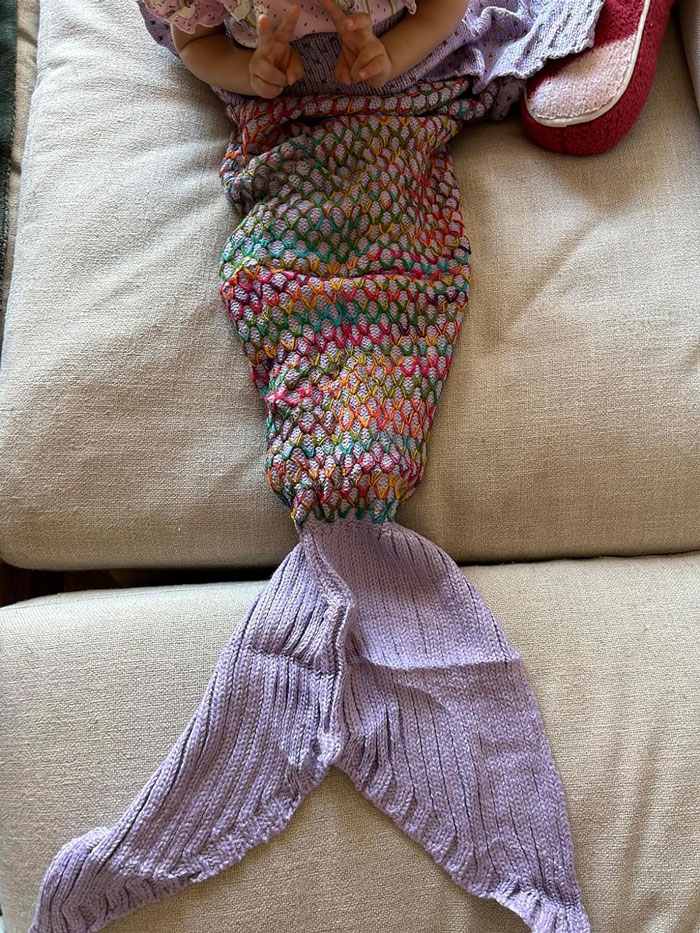 Crochet Your Kid's Mermaid Dreams Into Reality With This Soft Mermaid Tail Blanket; Perfect For All-Season Coziness And Top-Notch Couch-Camping Adventures!