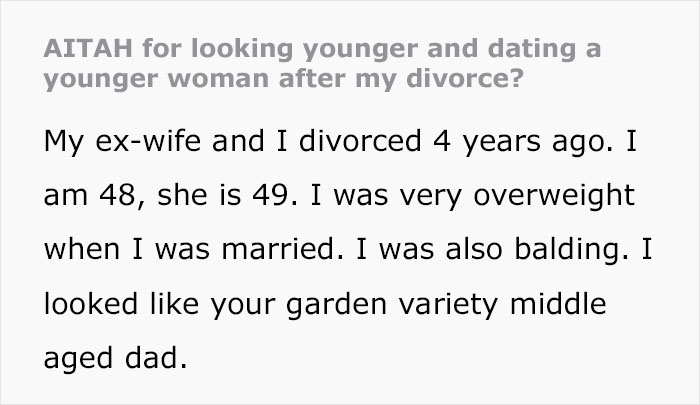 Man Shocks His Family With Post-Divorce Glow Up, His Ex Is Fuming And Calls It His “Mid-Life Crisis” Man Shocks His Family With Post-Divorce Glow Up, His Ex Is Fuming And Calls It His “Mid-Life Crisis”