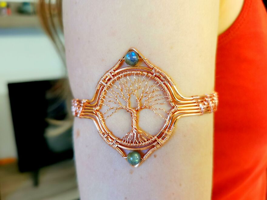 I Used Ten Meters Of Copper Wire To Make This Tree Armband