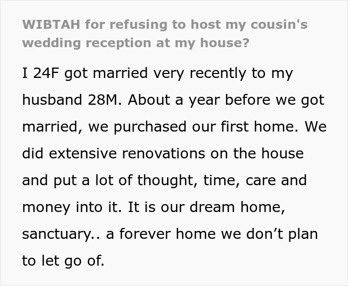 Woman Offers To Host Cousin’s Wedding, Changes Her Mind After Bridezilla Shows Her True Colors Woman Offers To Host Cousin’s Wedding, Changes Her Mind After Bridezilla Shows Her True Colors