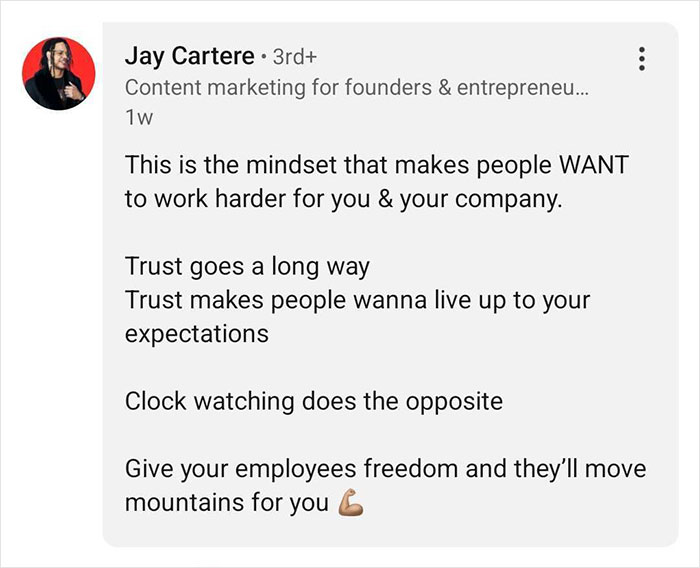 “Leave Early? Fine”: CEO Is Praised After Sharing His Result-Only Work Policies “Leave Early? Fine”: CEO Is Praised After Sharing His Result-Only Work Policies