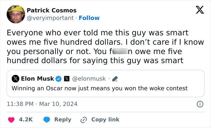 People Are Roasting Elon Musk Over His “Woke” Oscars Comment, And It’s Hilarious