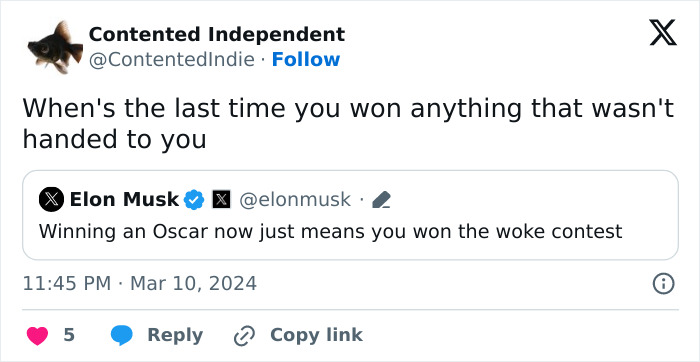 People Are Roasting Elon Musk Over His “Woke” Oscars Comment, And It’s Hilarious