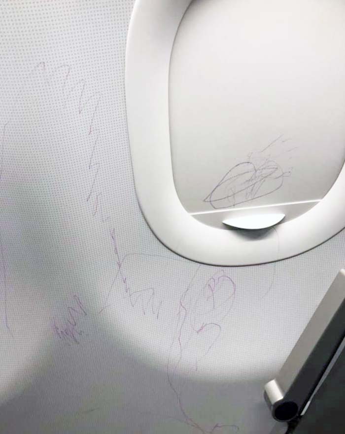 Parents That Let Their Kids Deface A 3-Month-Old Plane