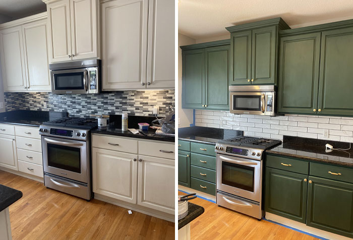 Before And After Painting The Kitchen Green