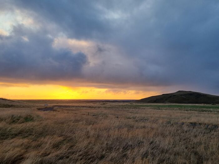 Sunset In Iceland Near Eyvindarholt
