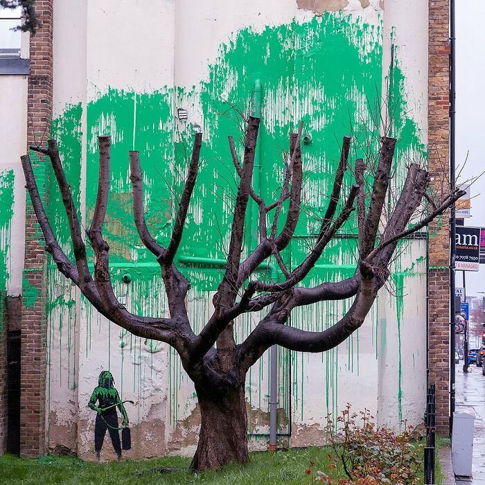 Banksy Mural Vandalized, Defaced With White Paint Days After It Unexpectedly Showed Up In London Banksy Mural Vandalized, Defaced With White Paint Days After It Unexpectedly Showed Up In London