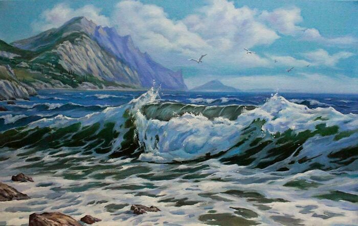 Mi pintura de olas al óleo
