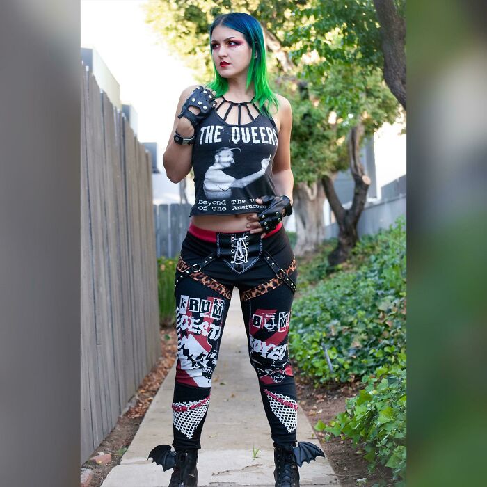 A Top And Leggings I Created From Men’s Band Tees, Remnants Fabric, Elastic, And Rivets/Eyelets