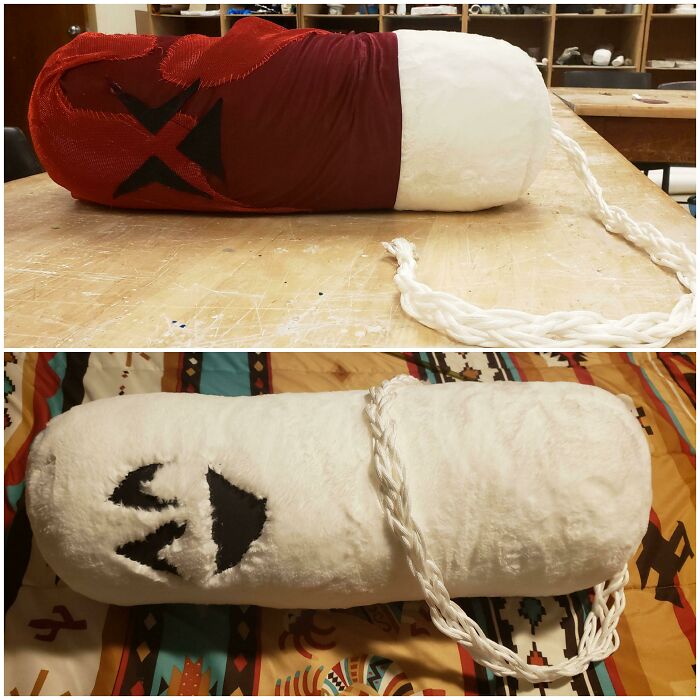 I Made A Giant Tampon Body Pillow With Optional Bloody Cover, For A 3D Design Assignment On Size