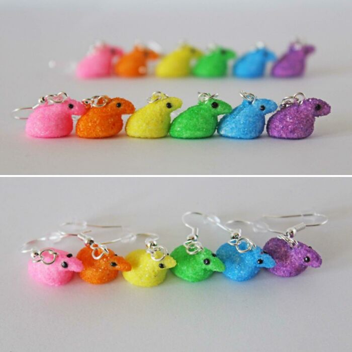 I Made Some Tiny Peep Earrings From Polymer Clay😄