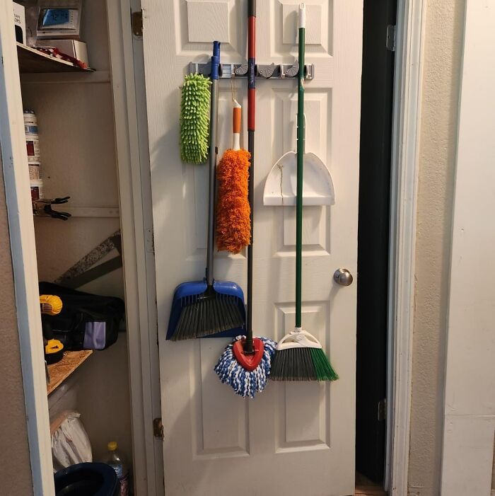 Hang In There, Broom! Wall Mount Metal Holder - The Ultimate Clutter Buster!