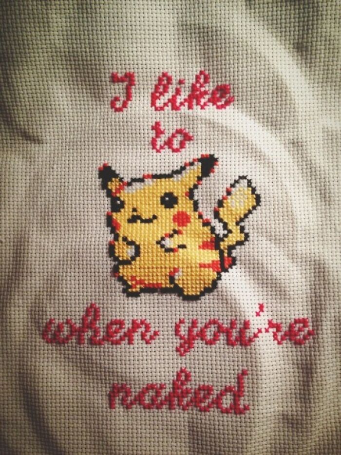 I Made My Boyfriend This Pikachu Cross Stitch For His Birthday