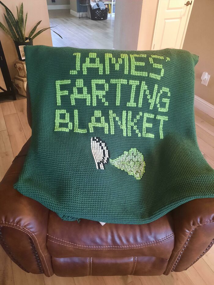 Crochet Blanket I Made For My Son Who Likes To Wrap Up In Blankets And Then Toot