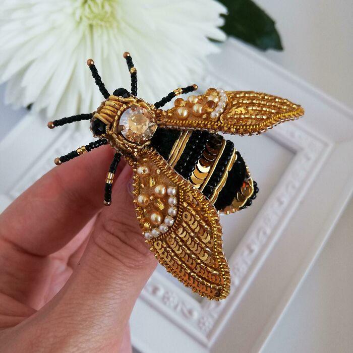 Handmade Golden Bee Brooch